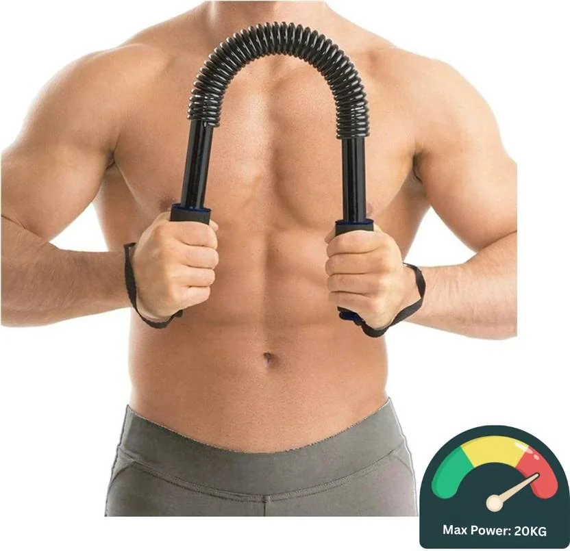 GJSHOP 20 kg Spring Rod Hand Strengthener Power Twister Exercise Equipment Weight Lifting Bar (Black)