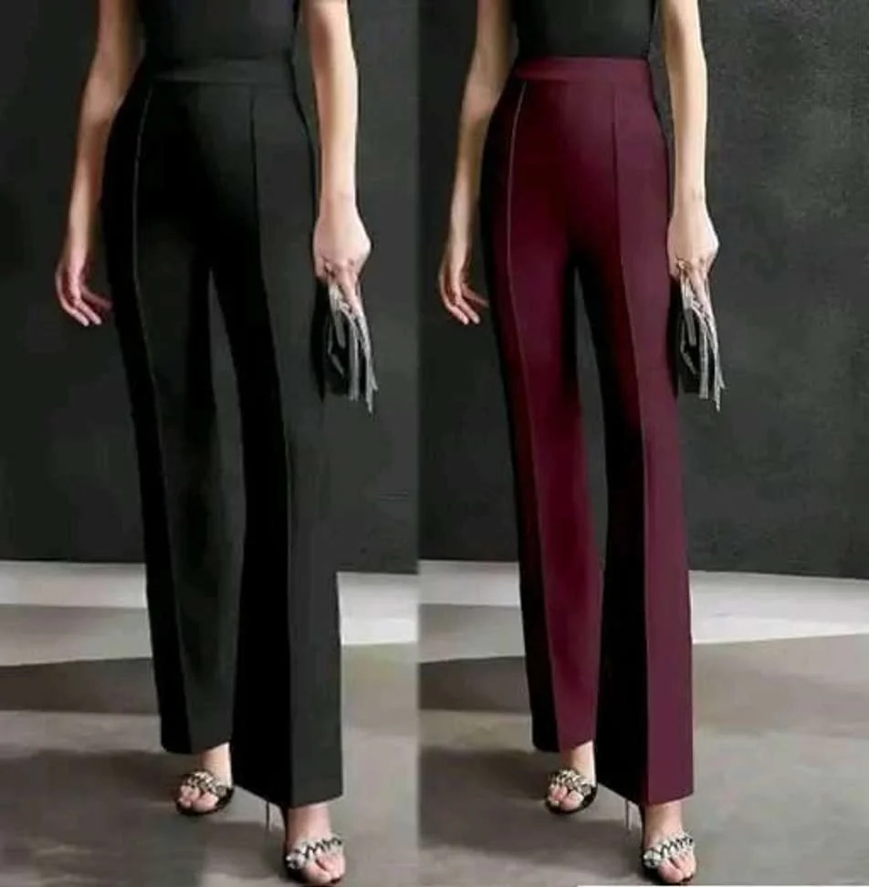 Women Black, Maroon TrousersWomen Black, Maroon Trousers