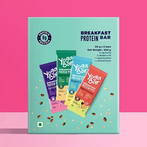 yogabar Variety Pack Breakfast Bars Pack of 6 Daily Protein Snack | High Energy & Nutrition Bars | 8g Protein & 7g Fibre Protein Bars Energy Bars | 100%Vegan & No Preservatives
