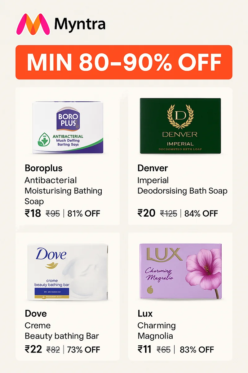 Soaps from Top Brands — Upto 70-90% Off