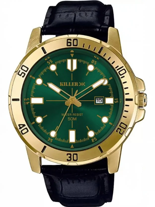 KILLER Timewear 7010 Golden Green Edition With Date on 3 and Special Golden Hands Used Analog Watch  - For Men Timewear 7010 Golden Green Edition With Date on 3 and Special Golden Hands Used