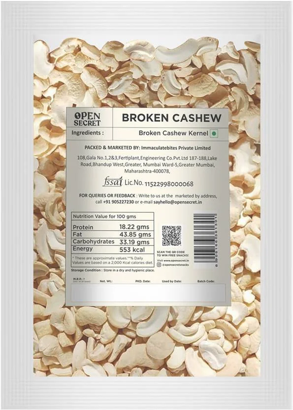 OPEN SECRET Premium Kaju (Broken) - Healthy, High Protein Cashews  (1 x 1200 g)