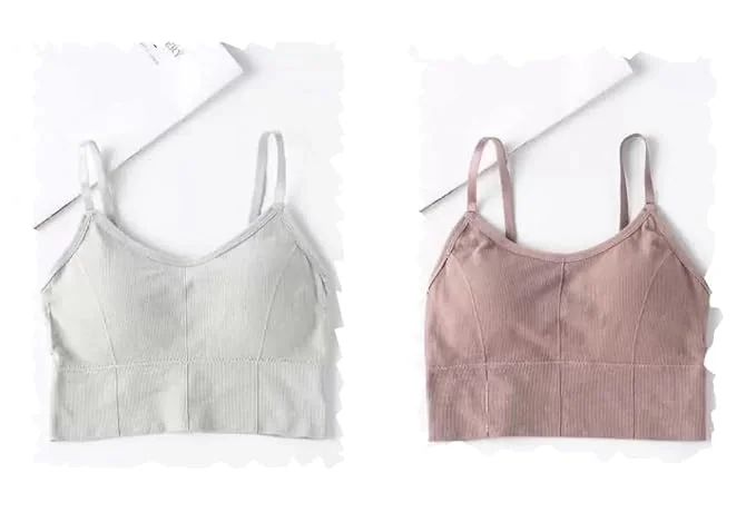 Acnos Cotton Pack of 2 Women Sports Lightly Padded Bra Combo (Free Size Fit Up To 28-30-32-34)