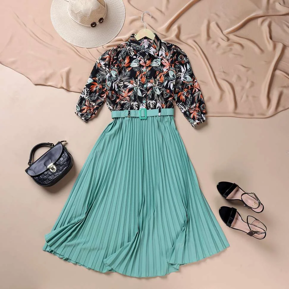 Women Fit and Flare Multicolor DressWomen Fit and Flare Multicolor Dress