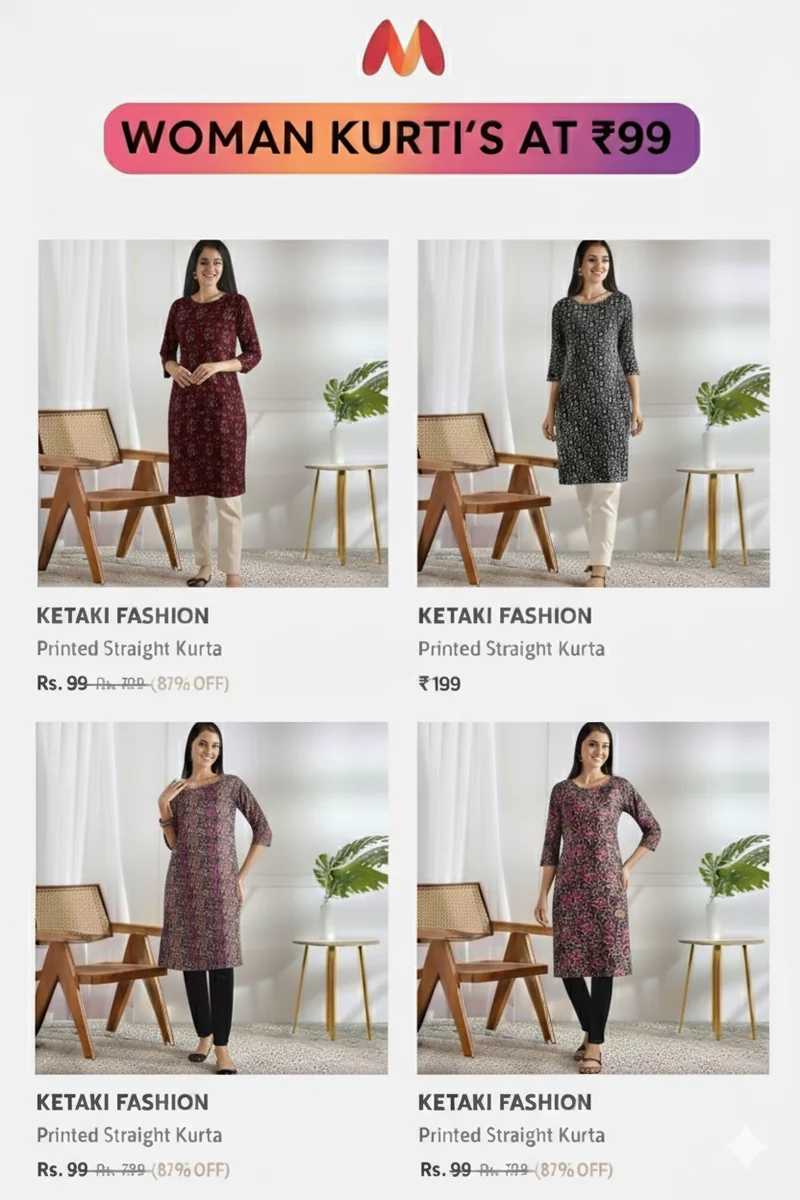 Woman's Kurti starting at 99
