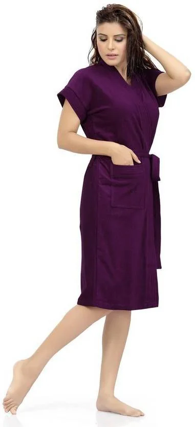 ELEVANTO Purple 1 Free Size Bath Robe  (Bathrobe, For: Women, Purple 1)