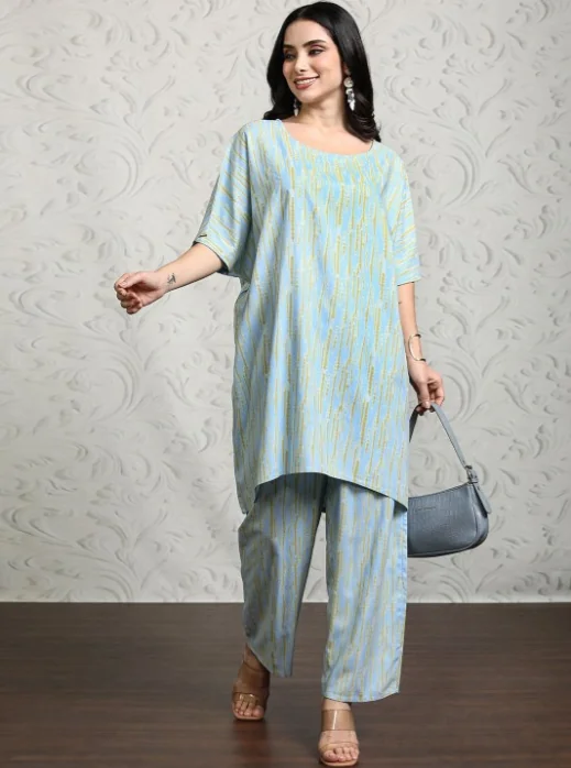 Vishudh Printed Round Neck Tunic With Trouser