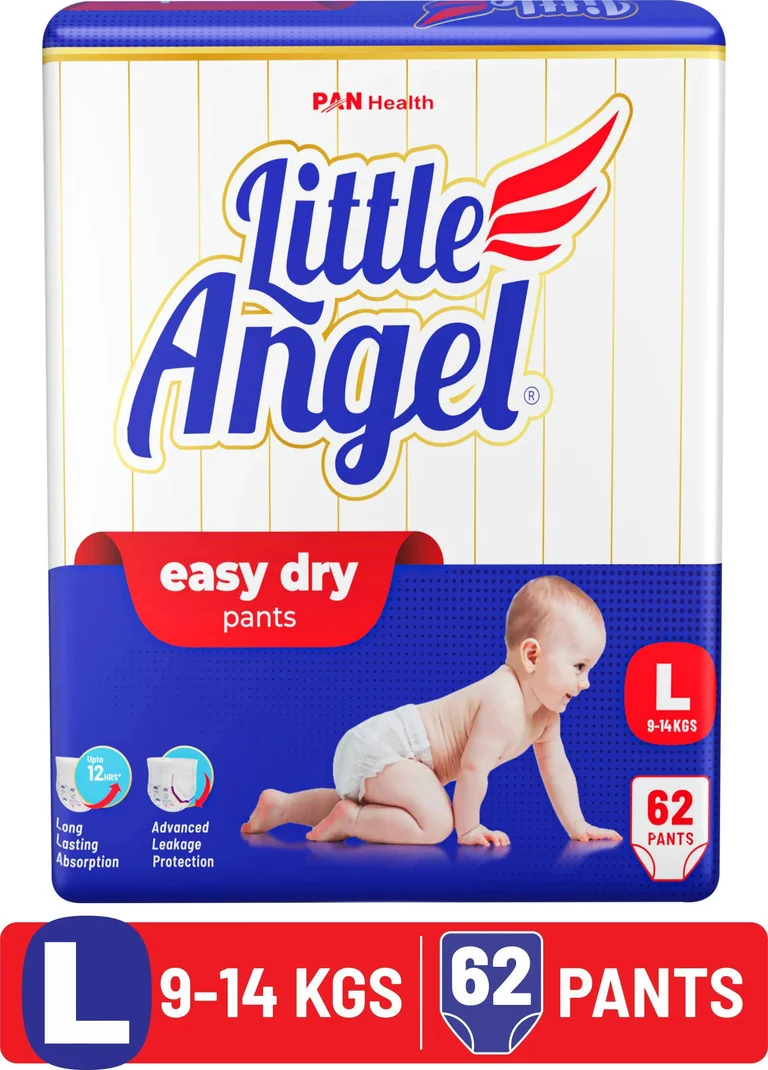 Little Angel Easy Dry Diaper Pants with 12 hrs absorption Large Size, 9-14 Kgs - L