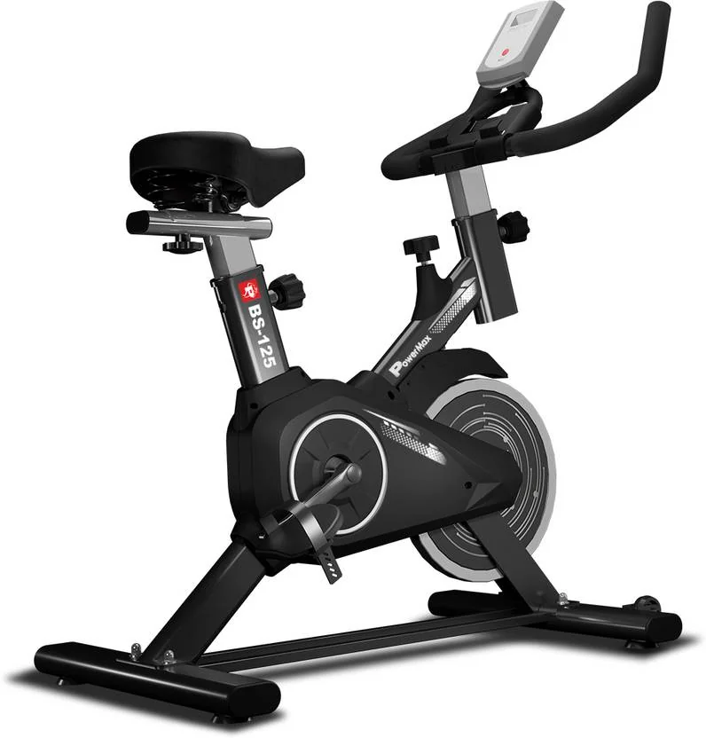 Powermax Fitness BS-125 gym cycle with 7Kg Flywheel | ipad holder | Knob braking, max user 130kg Upright Stationary Exercise Bike  (Black)