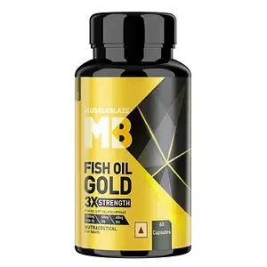 MuscleBlaze MB Fish Oil Gold | 60 Capsules | Triple Strength | Muscle