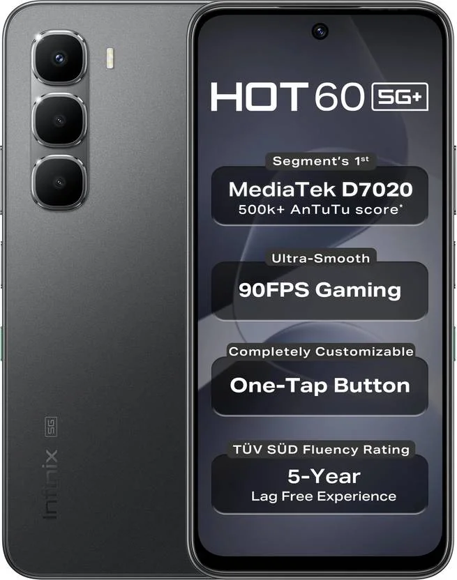 Infinix Hot 60 5G+ (Sleek Black, 128 GB)  (6 GB RAM)