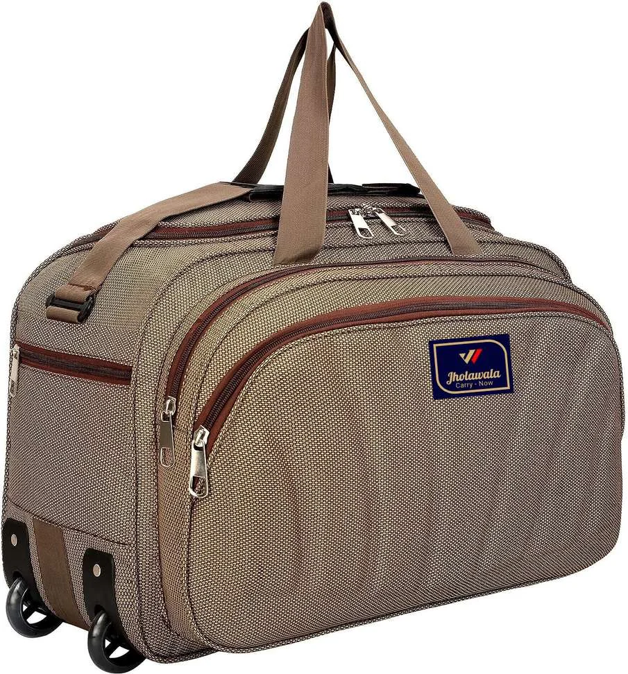 (Expandable) 62 L Strolley Duffel Bag - travel luggage duffel bag -Brown- Large Capacity Duffel With Wheels (Strolley)(Expandable) 62 L Strolley Duffel Bag - travel luggage duffel bag -Brown- Large Capacity Duffel With Wheels (Strolley)