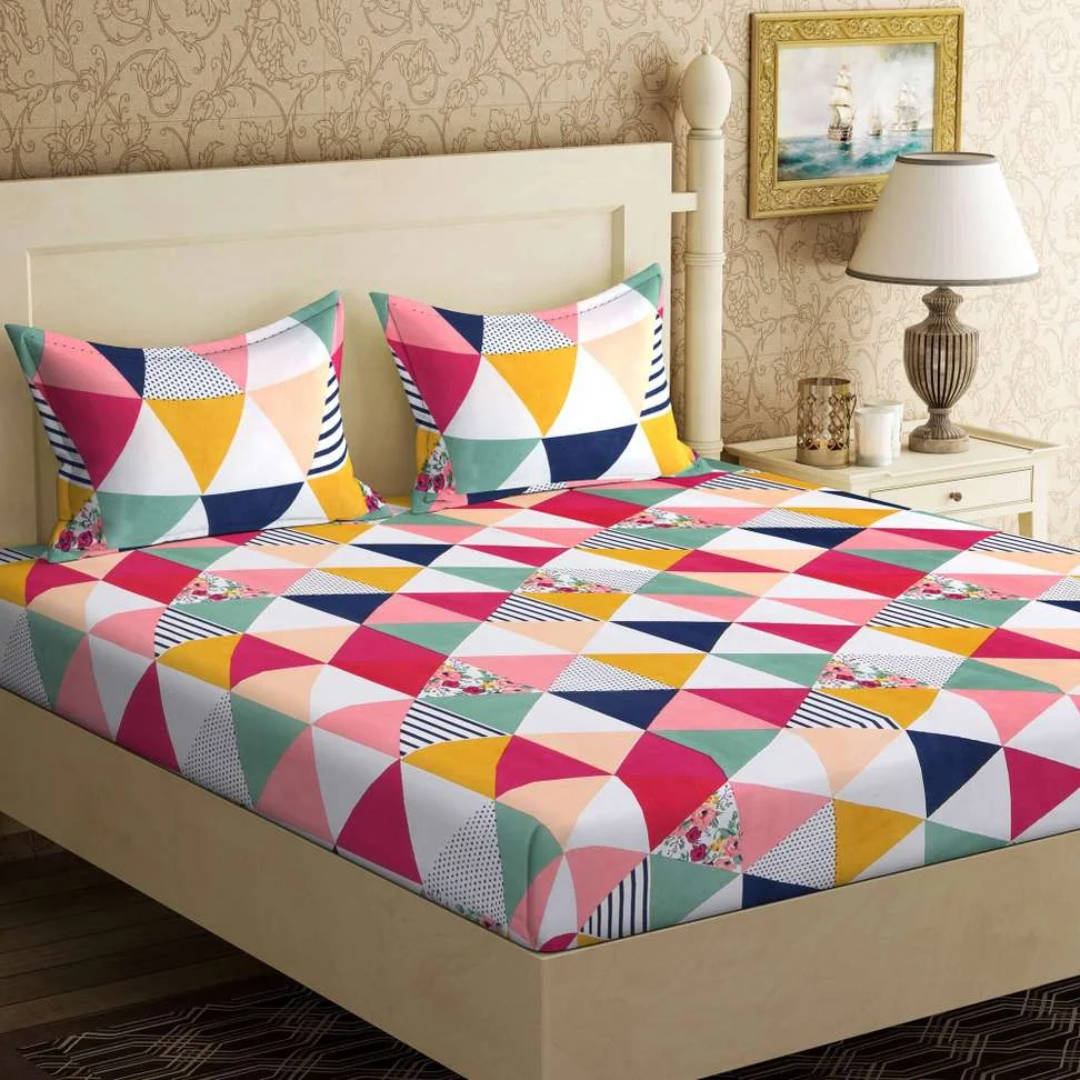 144 TC Microfiber Double 3D Printed Bedsheet