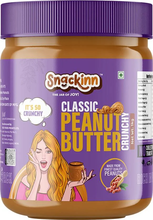 snackinn Classic Peanut Butter – Crunchy (1 KG)  (1 kg)