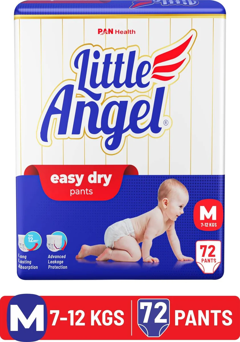 Little Angel Easy Dry Diaper Pants with 12 hrs absorption Medium Size, 7-12 Kgs - M