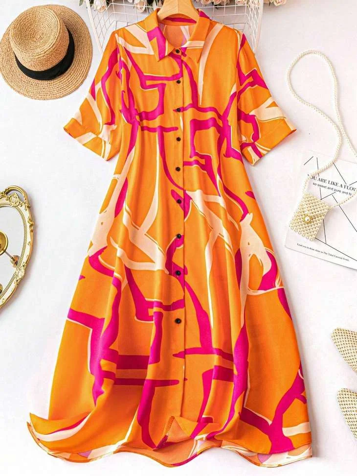 Women A-line Orange DressWomen A-line Orange Dress