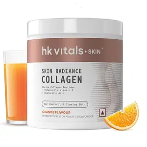 HK Vitals Skin Radiance Collagen 200gm| 25 Serving | Orange Flavour | Skin | Hair | Nails | Women & Men