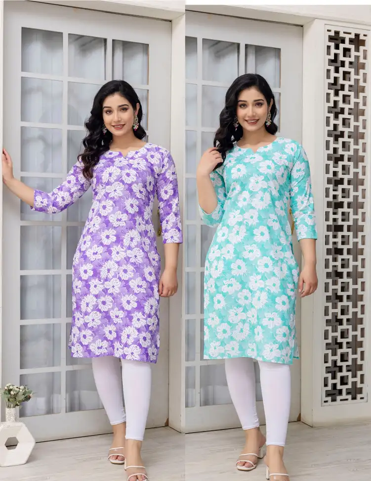 Women Floral Print Kurta (Pink)