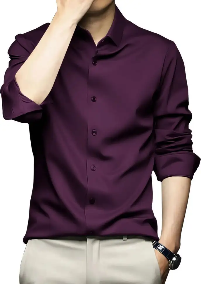 Men Solid Formal Purple Shirt