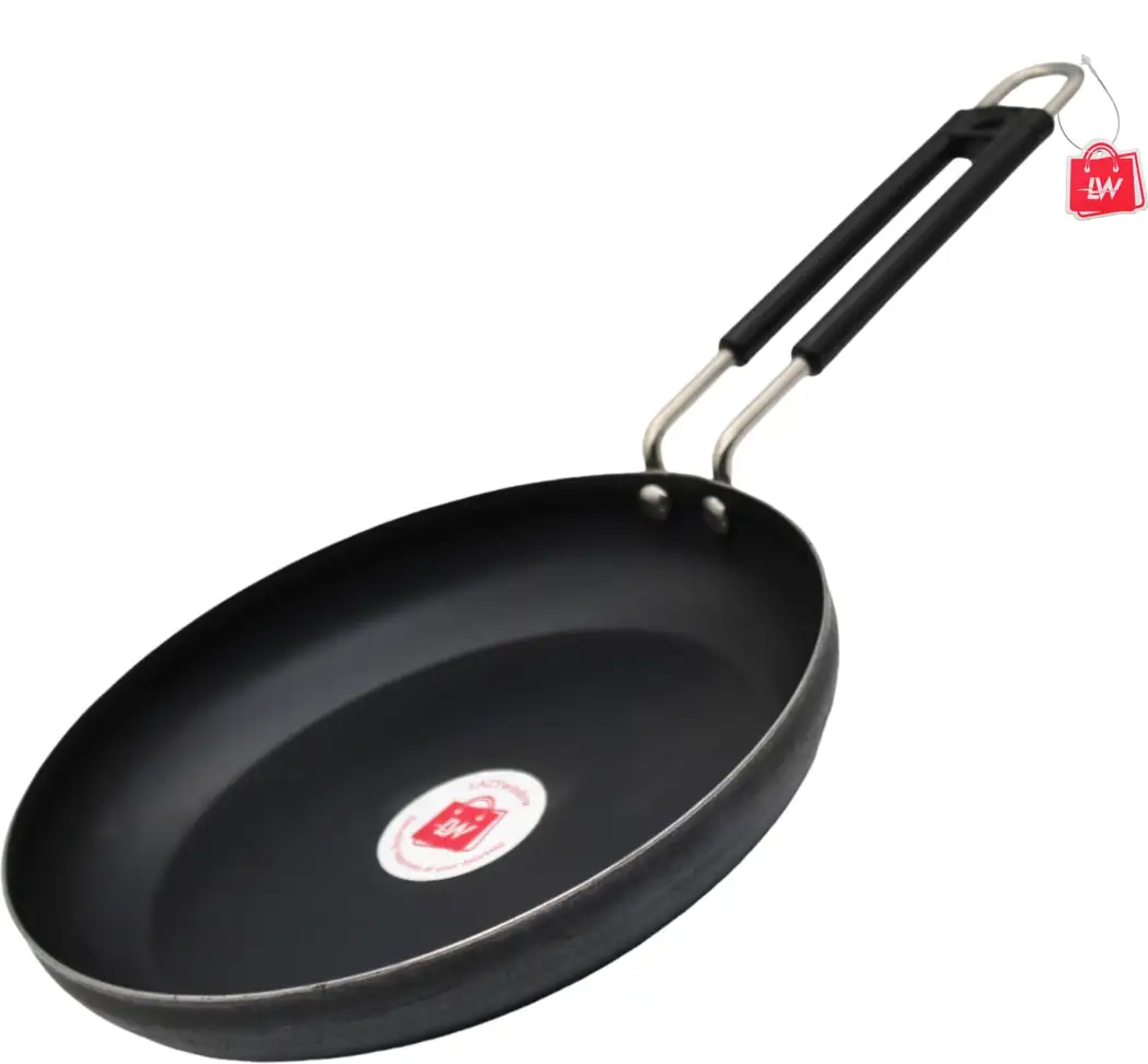 LAZYwindow Superior Quality Iron Fry Pan/ Tadka Pan 21 cm diameter 0.75 L capacity (Iron, Induction Bottom)
