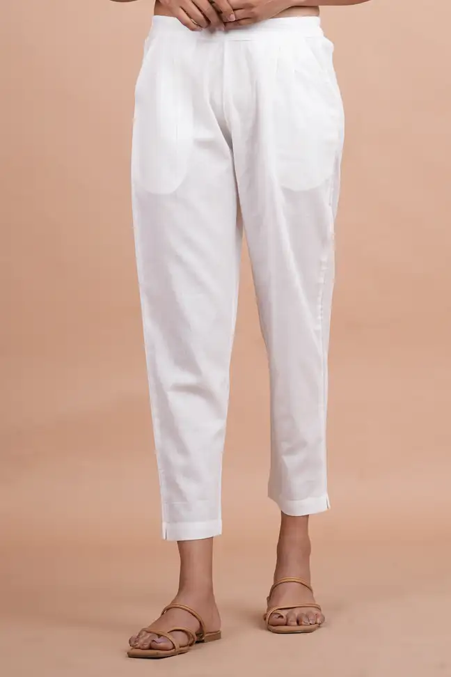 Regular Fit Women White Trousers