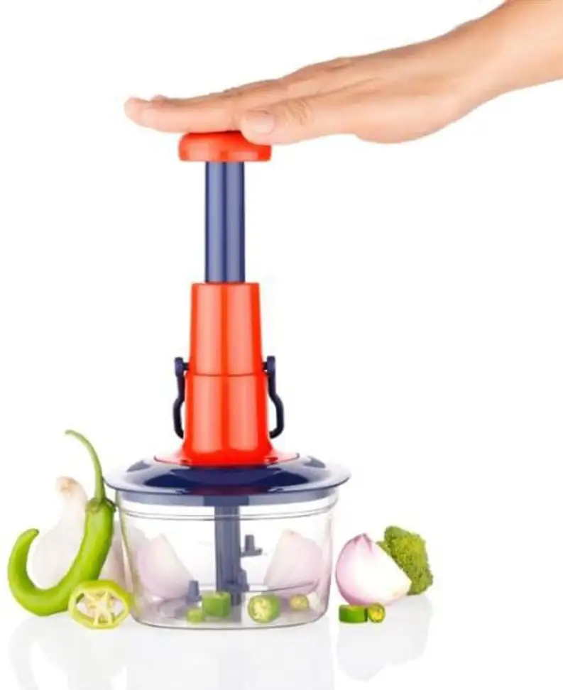 LATES Hand Push Chopper 650 ML with Stainless Steel Blades Vegetable & Fruit Chopper (Pack of 1)