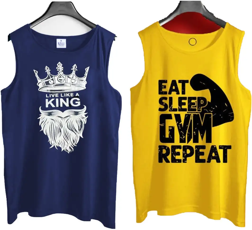 Cotton Blend Fabric Gym Vest (Pack of 2)