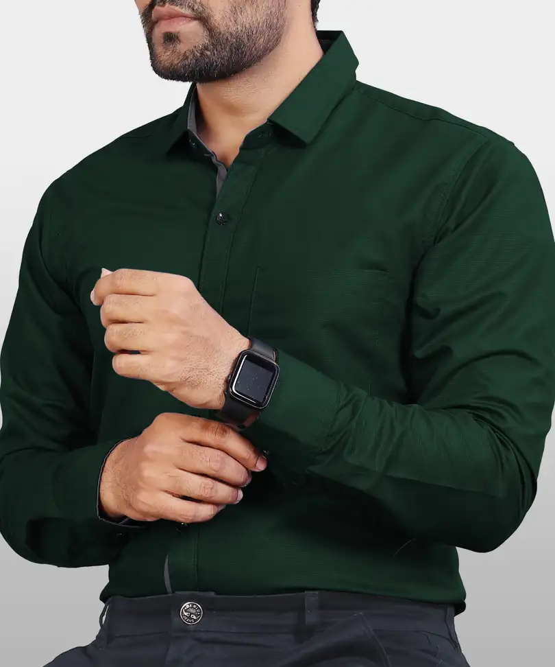 Men Solid Formal Dark Green Shirt