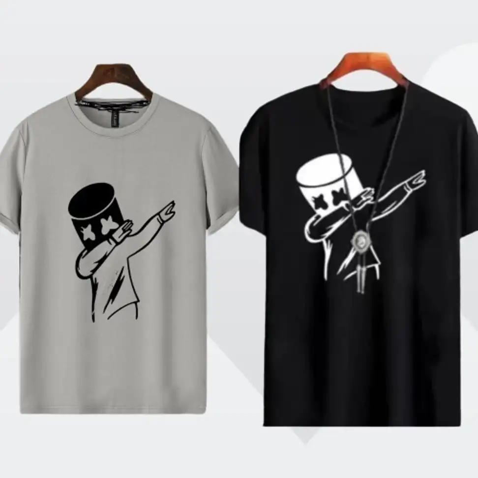 Printed Men Black, Grey T-Shirt