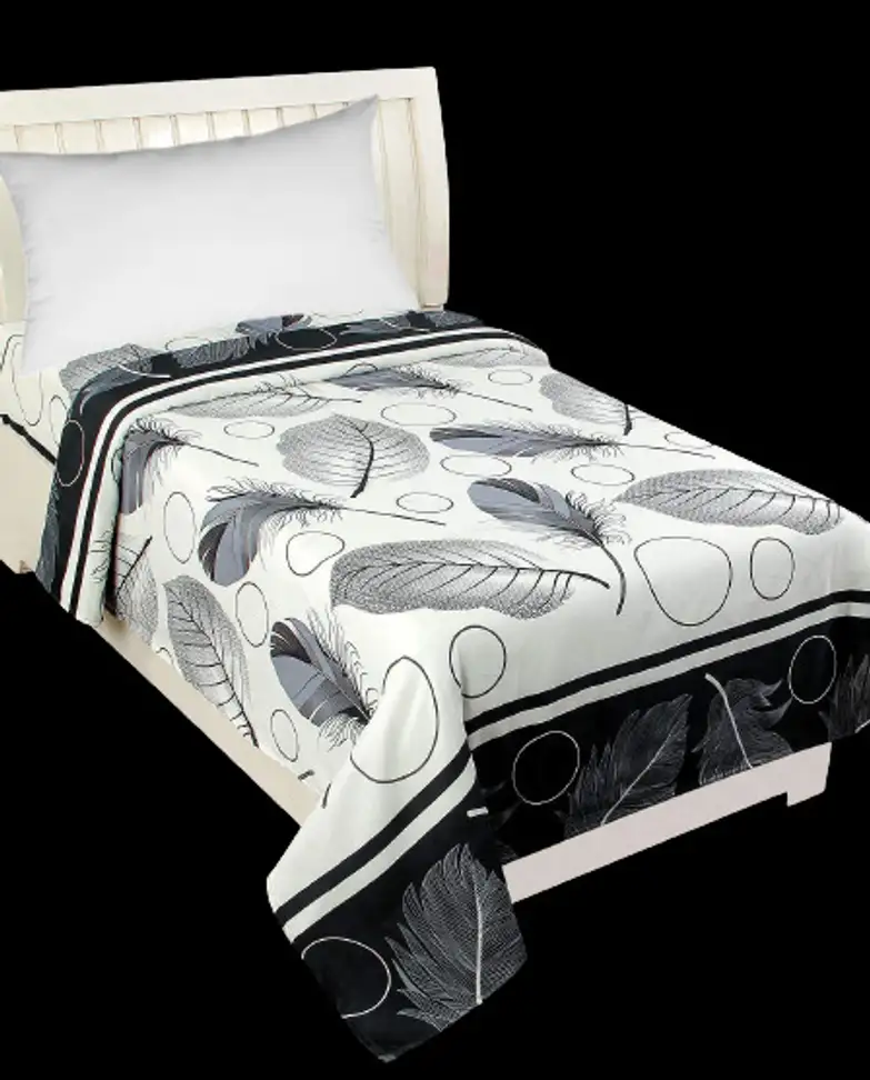 199 TC Polycotton Single Bedsheet (Pack of 1, Black: White)