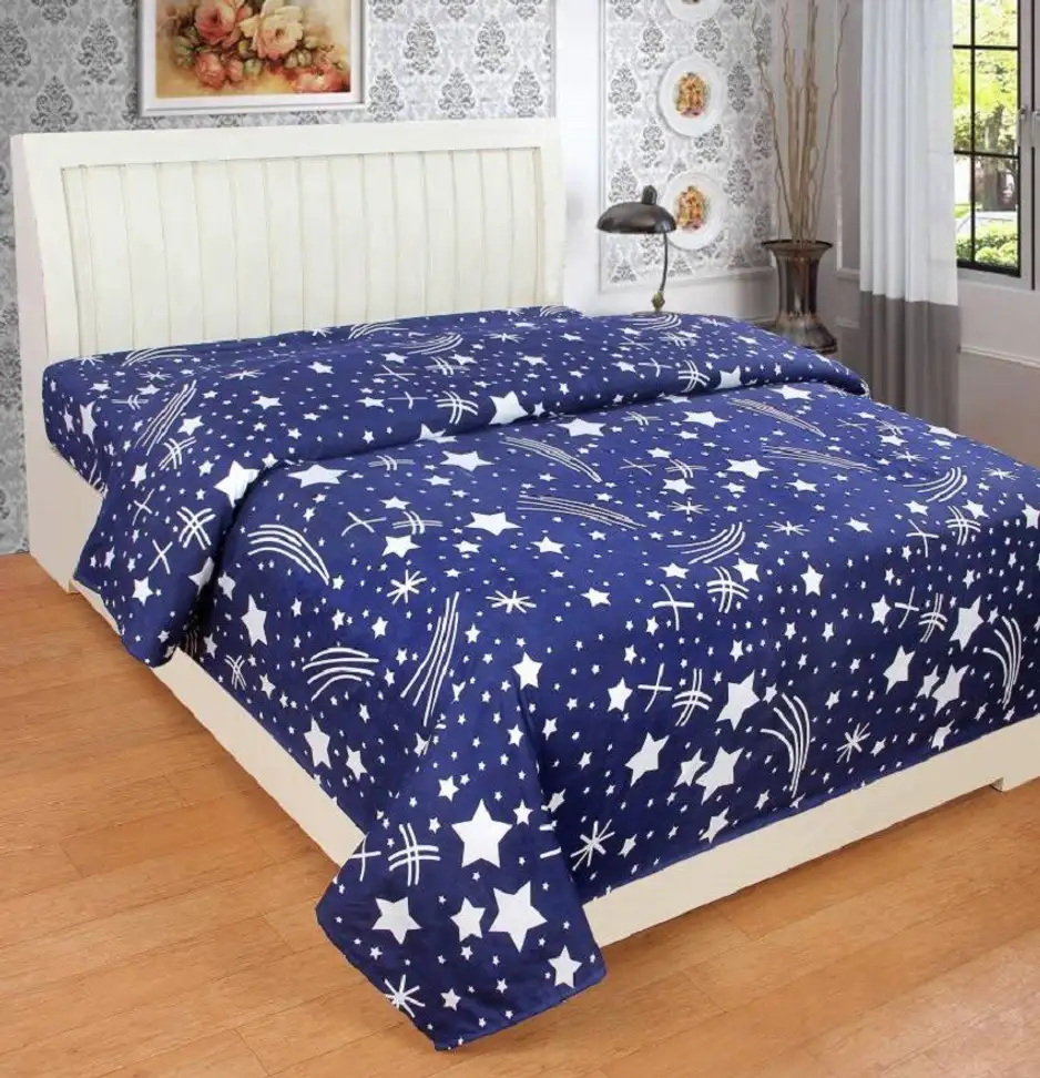 144 TC Microfiber Single Bedsheet (Pack of 1, Blue)