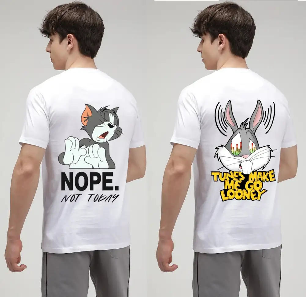 Printed Men White T-Shirt (Pack of 2)